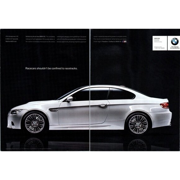 2008 BMW M3 Coupe V8 2 Page Vintage Print Ad Man Cave Sports Car Wall Art - Picture 1 of 4